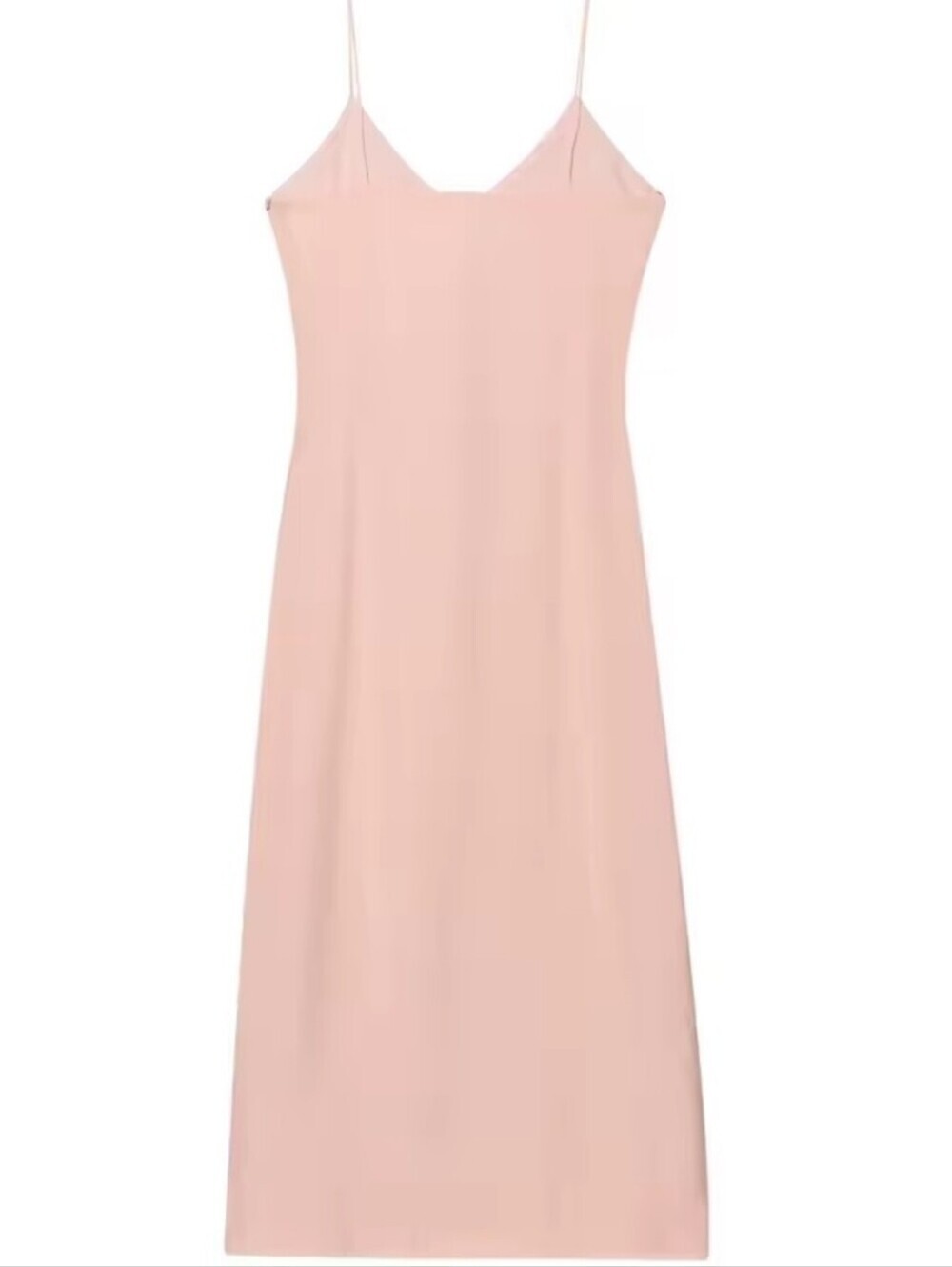 Sleeveless Ruffle Front Pink Slip Dress - Picture 8 of 8